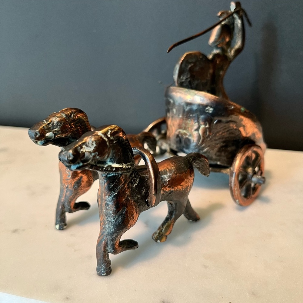 Roman Gladiator Chariot Brass Figurine Statue - Picture 5 of 7